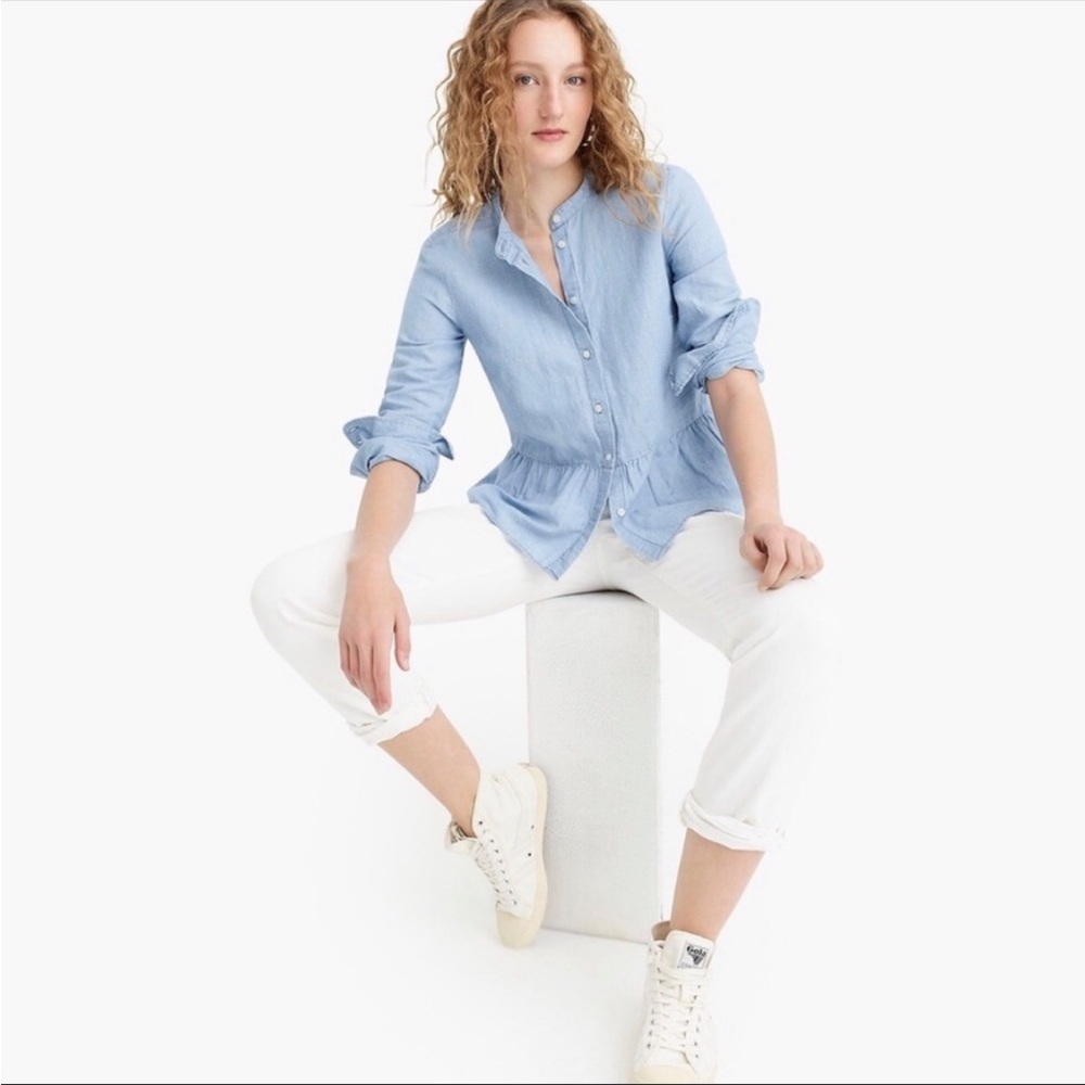 NWT J. Crew chambray button-down peplum shirt